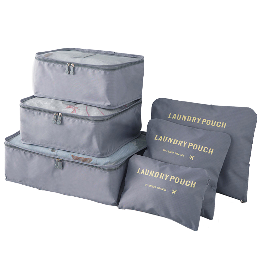 8/7/6 Stuks Set Reisorganisator Opbergzakken Koffer Verpakking Cubes Set Koffers Draagbare Opvouwbare Bagage Kleding Schoen netjes Pouch: Ivoor