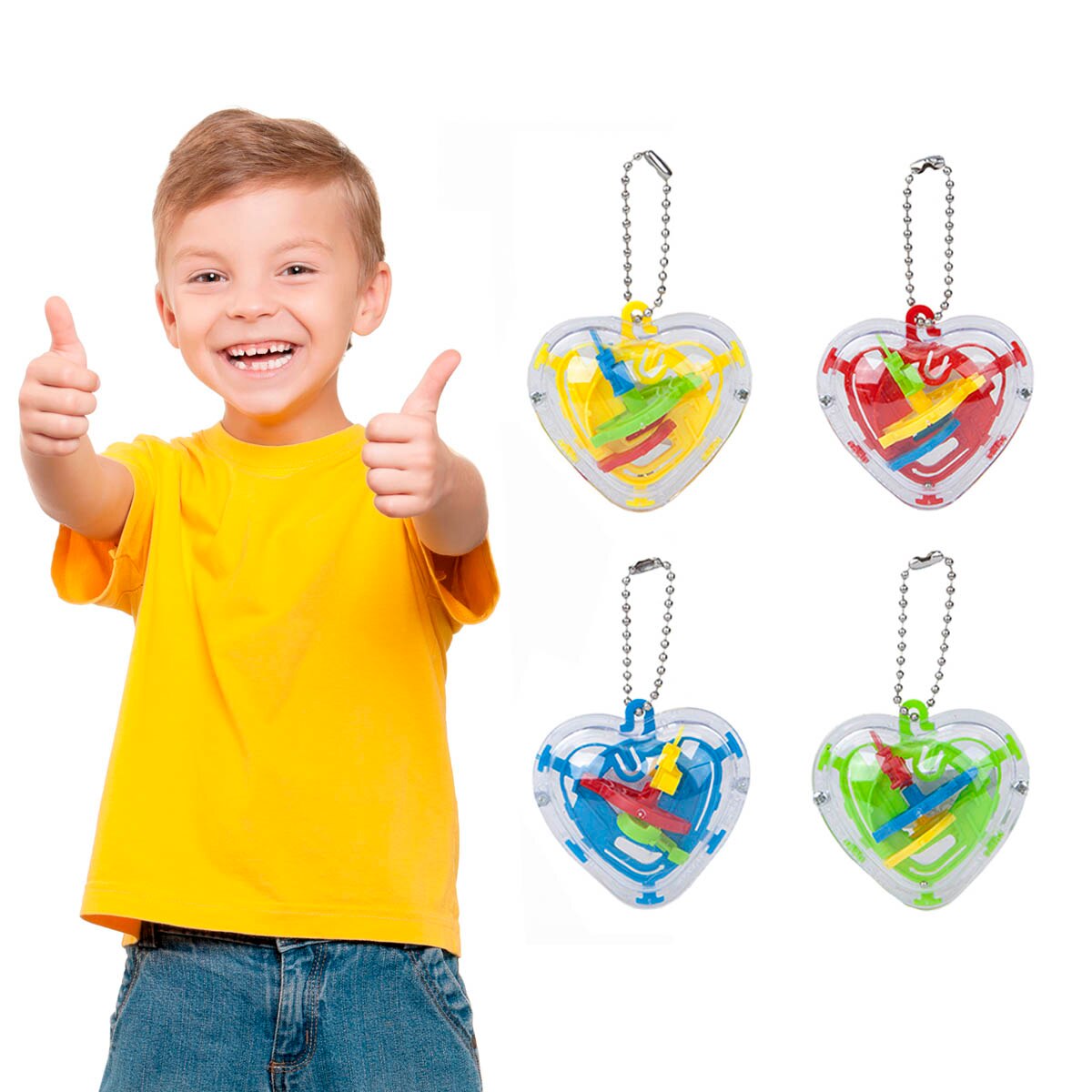 Portachiavi labirinto a forma di cuore, divertente, originale, lustro, intrattenimento, hobby, antistress, gioco, giochi, giocattoli, giocattoli