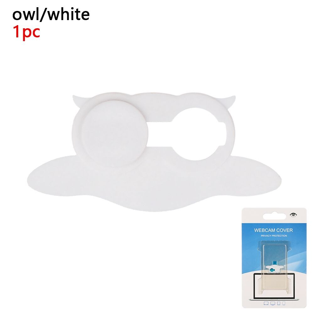 Universal Plastic WebCam Cover Shutter Magnet Slider Camera Cover for IPhone Laptop Mobile Phone Len Privacy Stickers: White 1pc owl