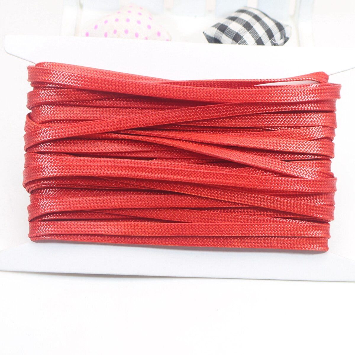 11 Yards FLAT 4mm Korean Waxed Textured Cord Craft Lace String Thread Various: Red