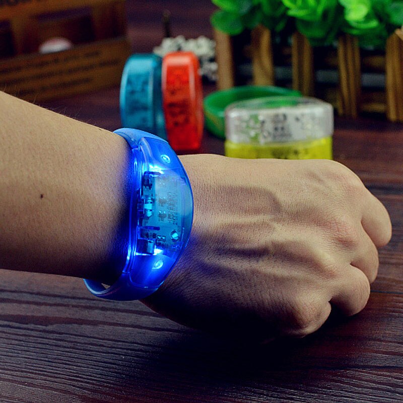 Brazalete de silicona Unisex con luz LED controlada por sonido, brazalete de silicona con brillo activado, para Festival, , NOV99