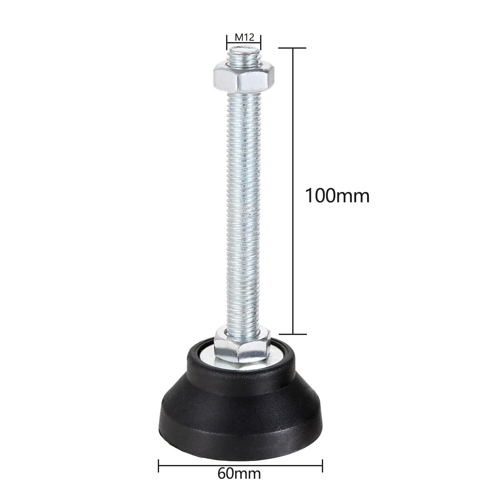 Adjustable Levelling Feet Swivel Base Furniture Glide Pad Adjusting Foot M8 M10 M12 M14 M16 Threaded Screw in Height 2/1 PC: 60XM12X100(DXMXH)2pc