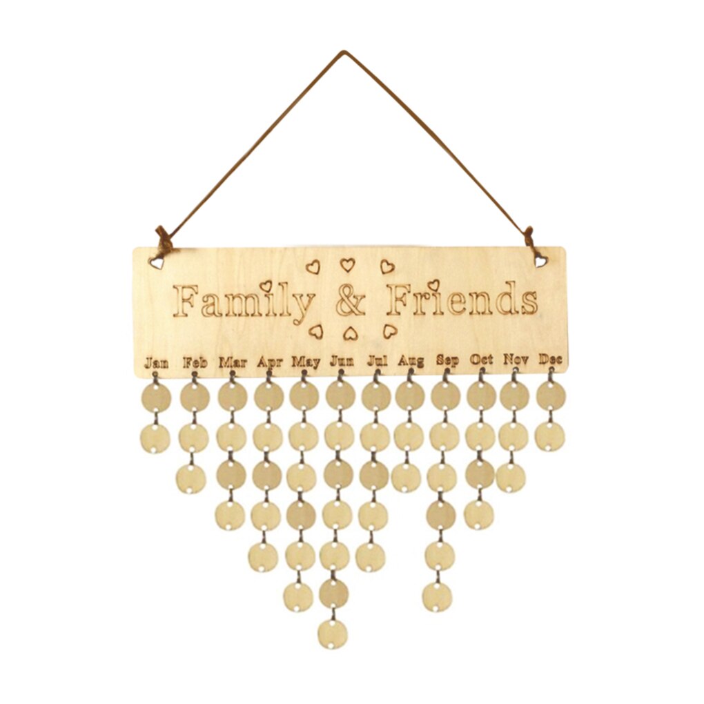 Hanging Perpetual Calendar Wooden Rotatable wall decoration Hand-Carved Adjustable Birthday Reminder Calendar Sign Board: Type 3