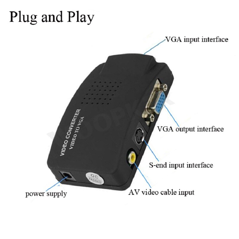 AV zu VGA Adapter RCA VGA Konverter PC Laptop Video TV RCA Composite S-Video AV In Zu PC VGA LCD Out Converter