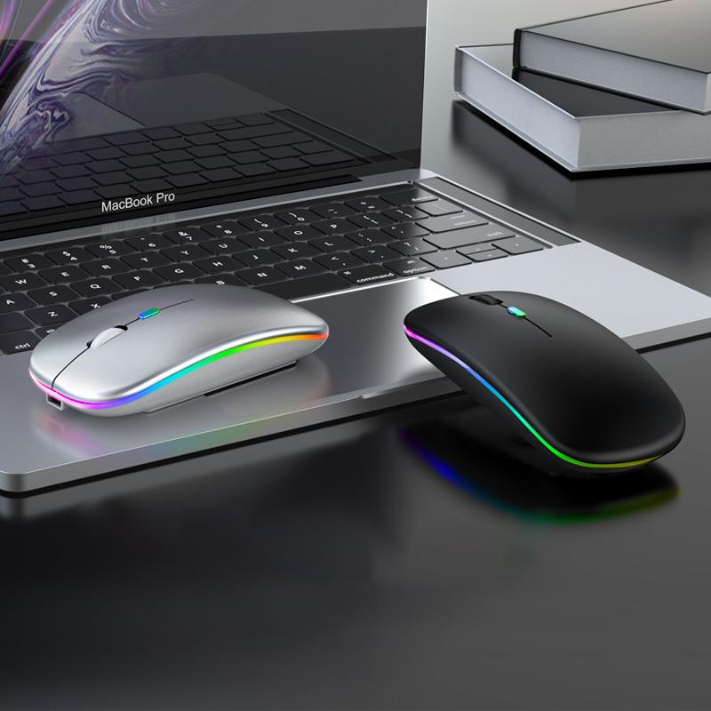 Wireless Luminous Computer Mouse Noiseless Sound Charging 2 Moldes Bluetooth Backlight 1600dpi for Laptop