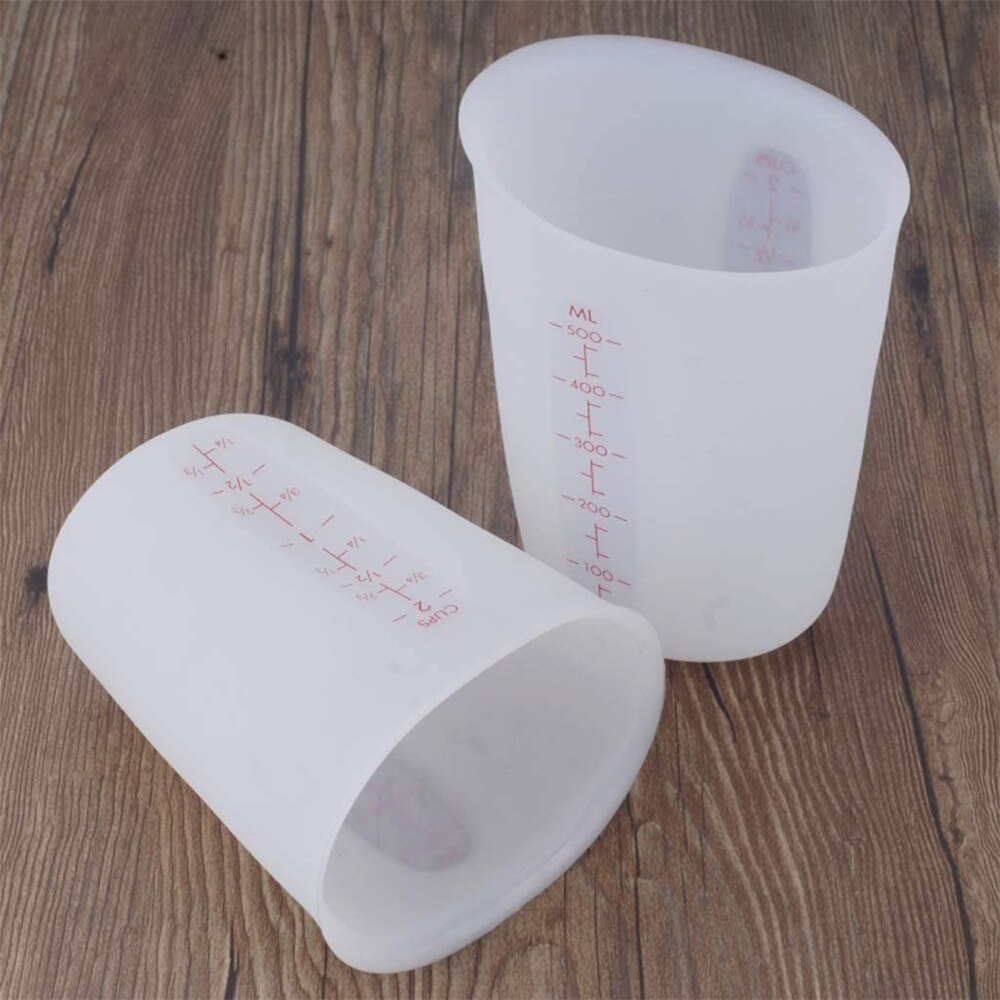 2Pcs/set 250ML &amp; 500ML Silicone Measuring Cups Food Grade PP Plastic Cups Measuring Cups Volume Measurement Tools