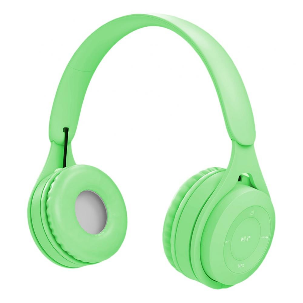 Kids Wireless Headphones with Microphone Pink Girls Phone Gaming Helmet Gamer Music Bluetooth Headset For Children Lady: Green