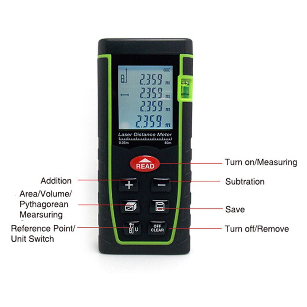 Portable Handheld Tape LCD Screen Battery Operated Electronic Digital Display Rangefinder Data Recording Distance Meter