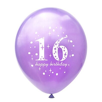 5 Stuks 12 "Nummer 16 Latex Ballonnen 16 Jaar Happy Birthday Benodigdheden Roze Paars Zwart Groen Globos kinderen Speelgoed