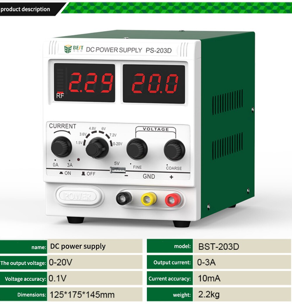 Bst 203D Verstelbare Voeding Stroom Signaal Test Tafel Lineaire Transformator Digitale Display Dc Voeding