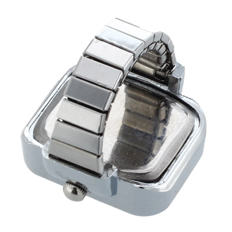 Quartz Horloge Ring Horloge Digit Dial Arabisch Rechthoek Wit Unisex Sieraden