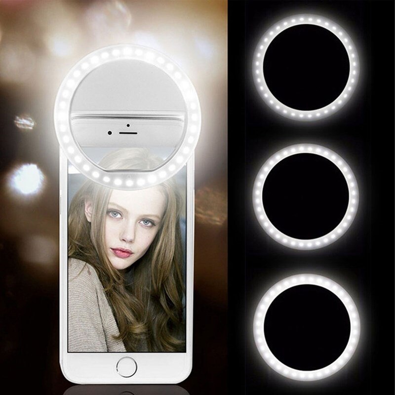 Universal Selfie Ring Lamp Flash Ring Light Luminous USB Charge LED Ring Clip For iPhone Samsung Mobile Phone Lens Selfie Light