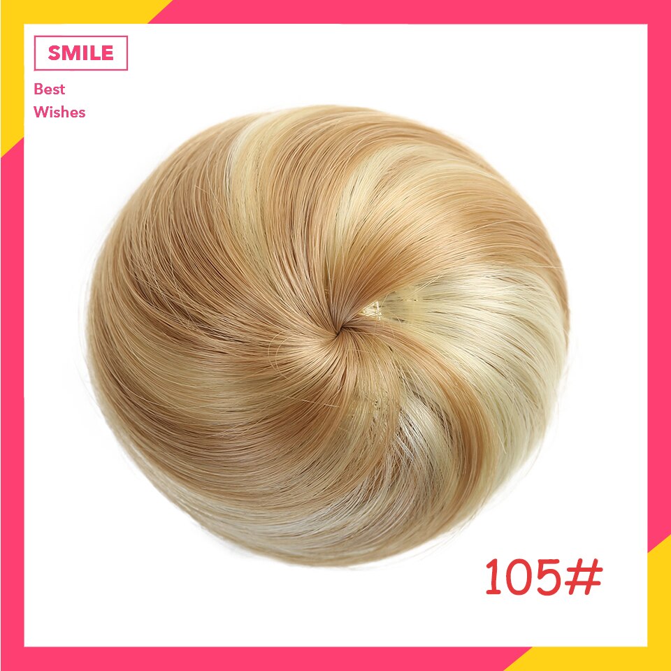 HUAYA Synthetic Straight Bun Hair Chignon Donut Roller Elastic Drawstring Hair Extensions Bun Heat Resistant Fiber Hairpieces: 105