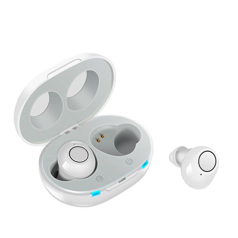 Apparecchi acustici Wireless per non udenti cuffie auricolari in-ear amplificatore audio regolabile per la riduzione del rumore degli anziani con un clic: White