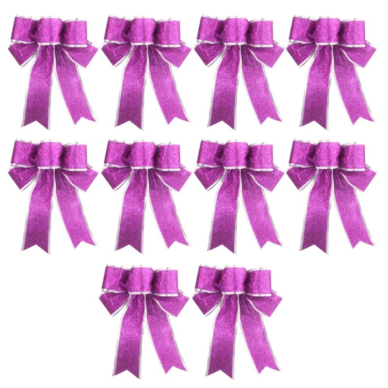 10 stuks 10 inch  x 8 inch haarrubber kerstboomstrik met strik hangende ornamenten 4 xfa