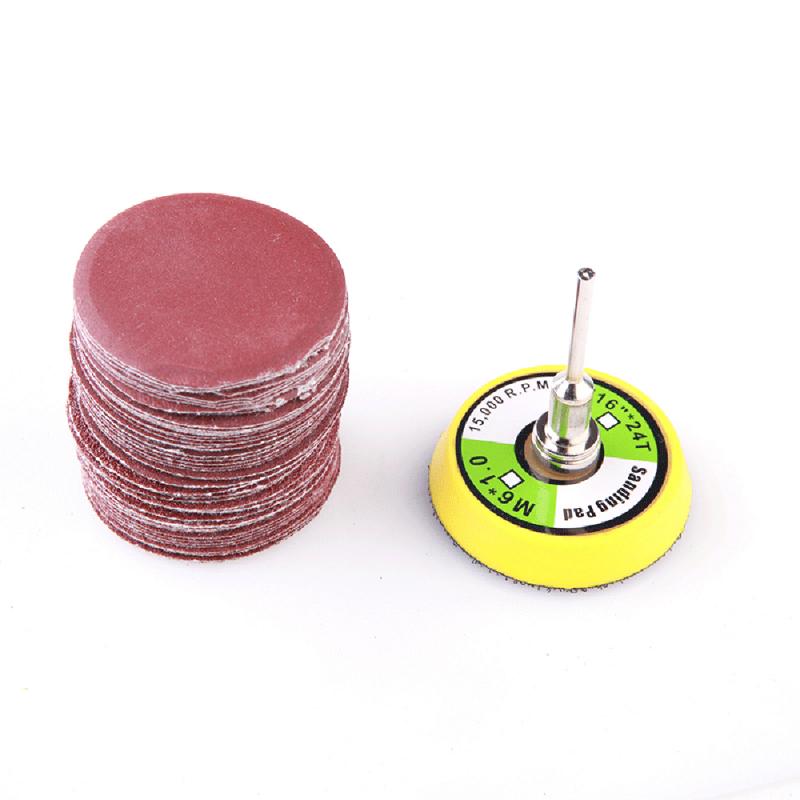 100PCS 2" Sanding Disc Sand Paper Hook Loop Sander+Backer Pad+M6 Drill Adapter *