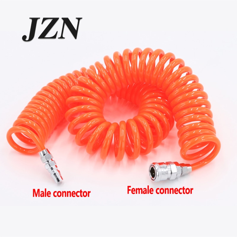 PU spring air pipe air compressor gas line pneumatic high pressure telescopic hose spiral air pipe steam pipe with joint