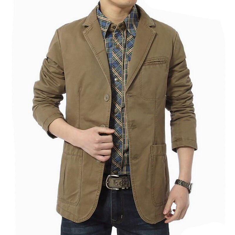 Men Autumn Blazer Suit Mens Casual Fit Slim Single Breasted Coat Casual Business Work Wear Plus Size Coat