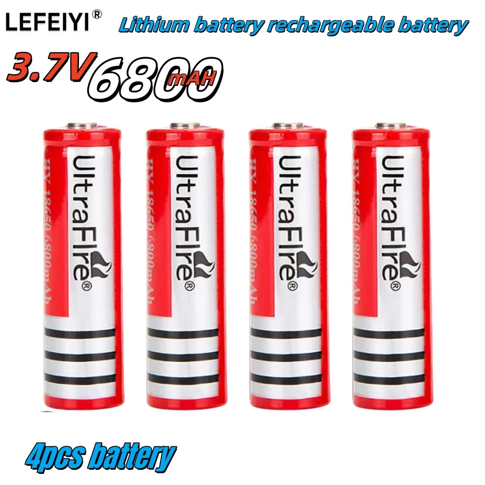 Batería de litio 18650, 3,7 V voltios, 6800mah, BRC 18650, batería recargable, baterías de litio de iones de litio para banco de energía, antorcha + cargador: Morado