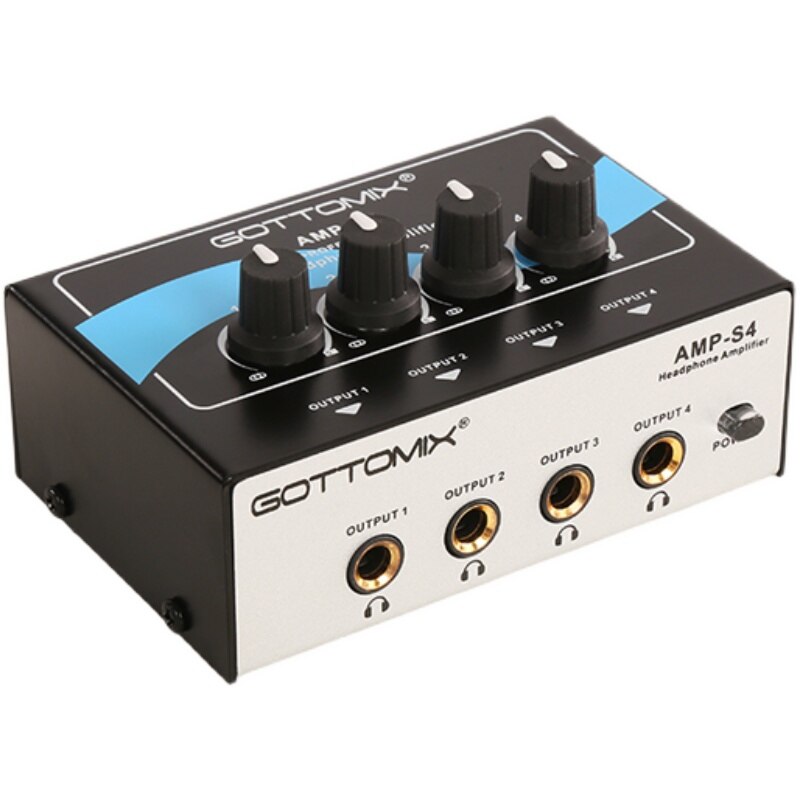 Neueste Gottomix AMP-S4 Professionelle 4-kanal Kopfhörer Verstärker Kopfhörer Split Kopfhörer Splitter Amp Für Aufnahme Studio