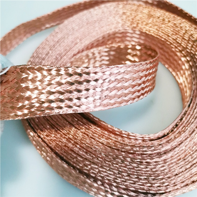 10m 10 kvadratisk platt ren koppar fläta hög flexibilitet kabel naken koppar fläta bly tråd jord ledning tråd