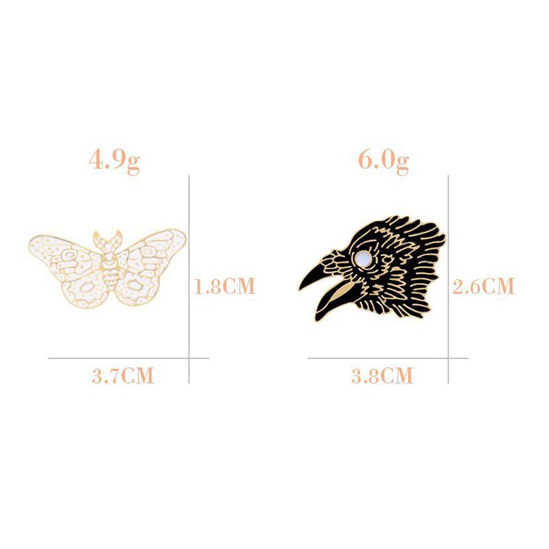 Broches Kraai Vogel Vlinder Metalen Badge Accessoires Pictogrammen Op Kleding T-shirt Kleding Tas Rugzak Diy Persoonlijkheid