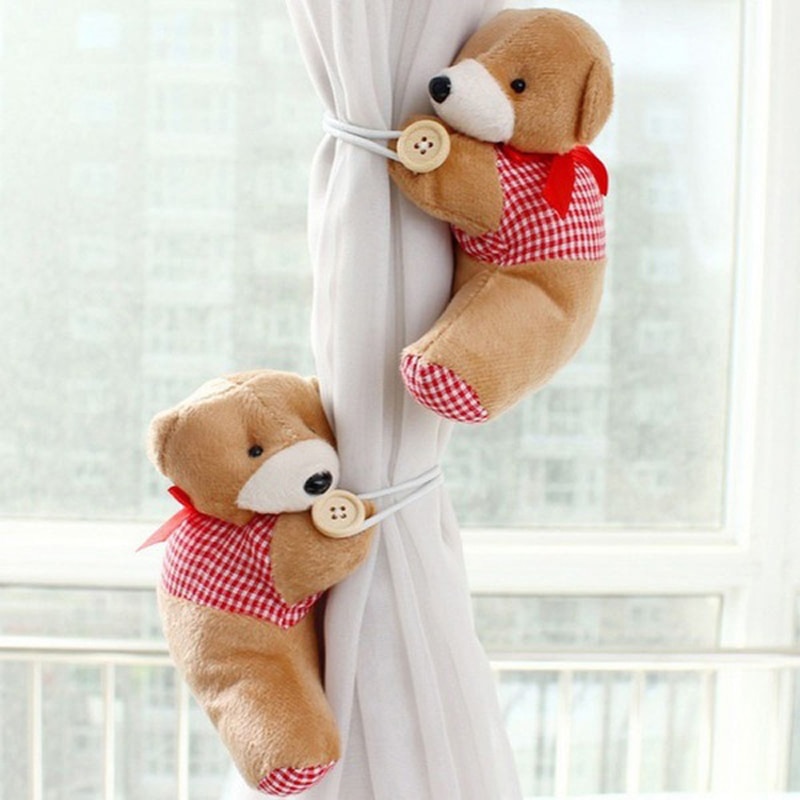 Soporte de cortina de oso de dibujos animados bonitos en 3 colores, hebilla de cortina para dormitorio infantil, sujeción de gancho trasero, abrazadera de hebilla 1 ud.