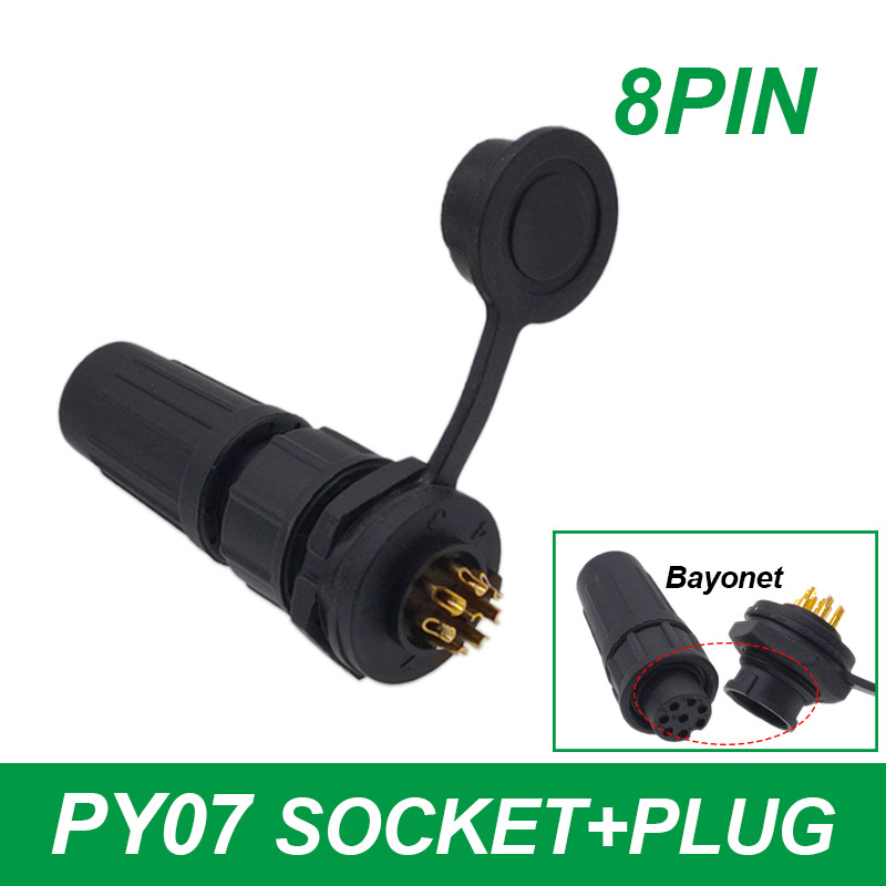 Waterproof connector plastic plug socket IP67 PY07 Z108 butt connector 2pin 3pin 4pin 5pin 6pin 7pin 8pins: Gold