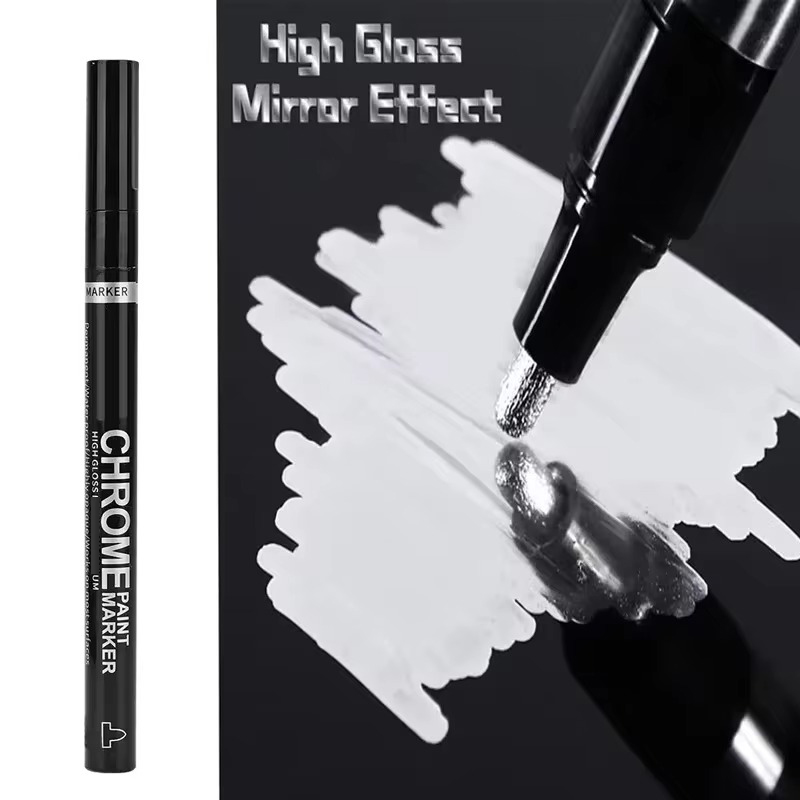 5/1 stücke Chrom Stift Marker Spiegel Wasserdichte Farbe Reparatur Für Rock Keramik Glas Metallic Gold/Silber 2mm Spitze: Licht Gelb