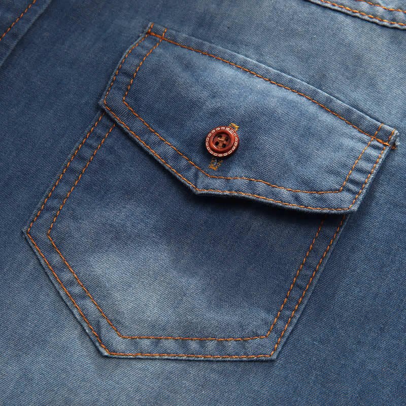 Plus Asiatische Größe L-5XL 6XL 7XL 8XL 100% Denim BAUMWOLLE Shirt Für Männer Kurzen Ärmeln Sommer Stil Lässig kleidung