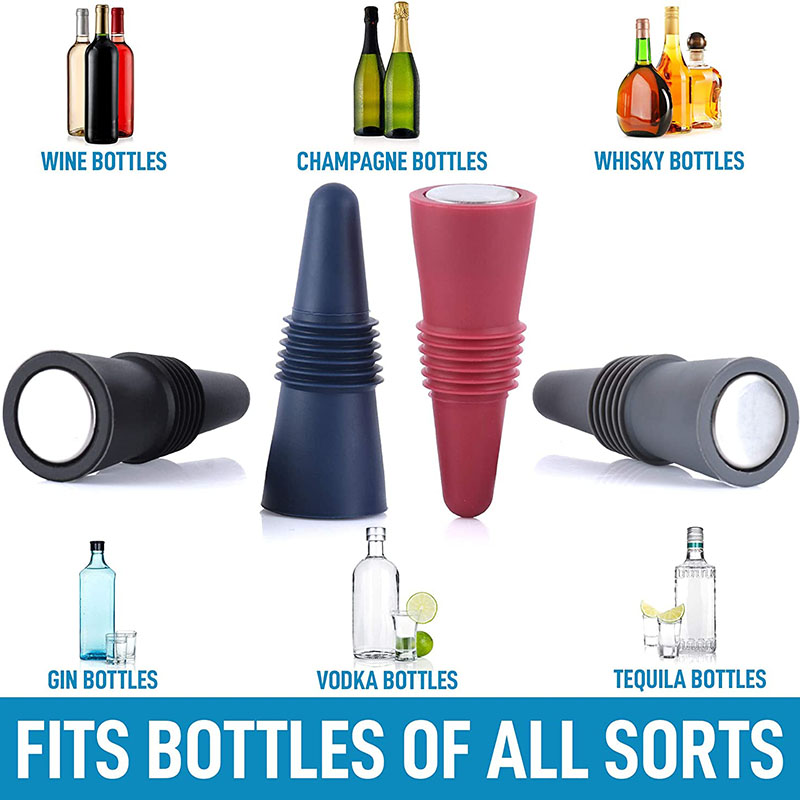 Premium Silicone Wine and Beverage Bottle Cap Set Leak Proof Champagne Bottles Sealer Stoppers Wine Cork Saver Stopper Reusable