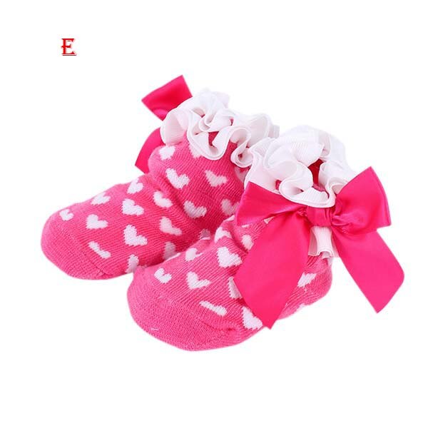 1PC Infant Neugeborenen Kleinkind Baby Mädchen socke Kinder Prinzessin Bowknot Spitze Floral Kurze Socken Baumwolle Rüschen Rüschen Trim Ankle socken/: E