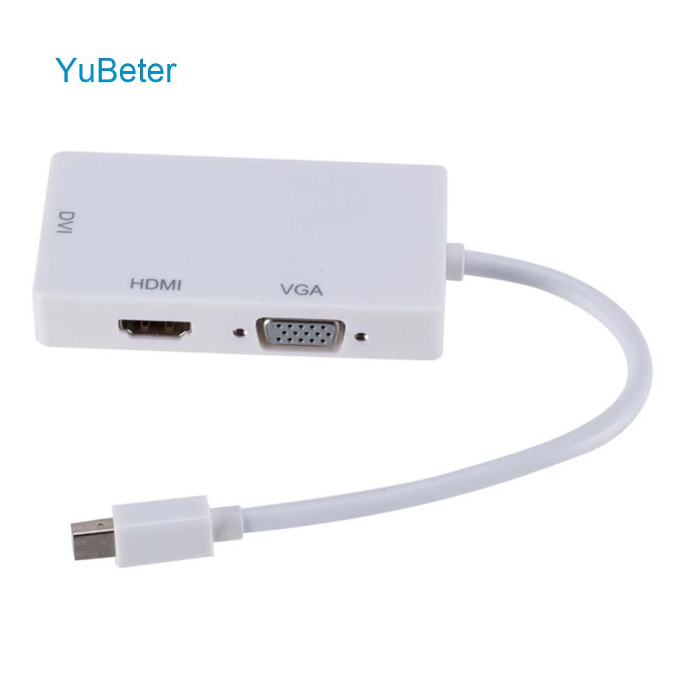 YuBeter Mini DP DisplayPort Thunderbolt 3 in 1 naar HDMI DVI VGA Display Port Kabel Adapter Ondersteuning HD 1080 P voor MacBook Projector