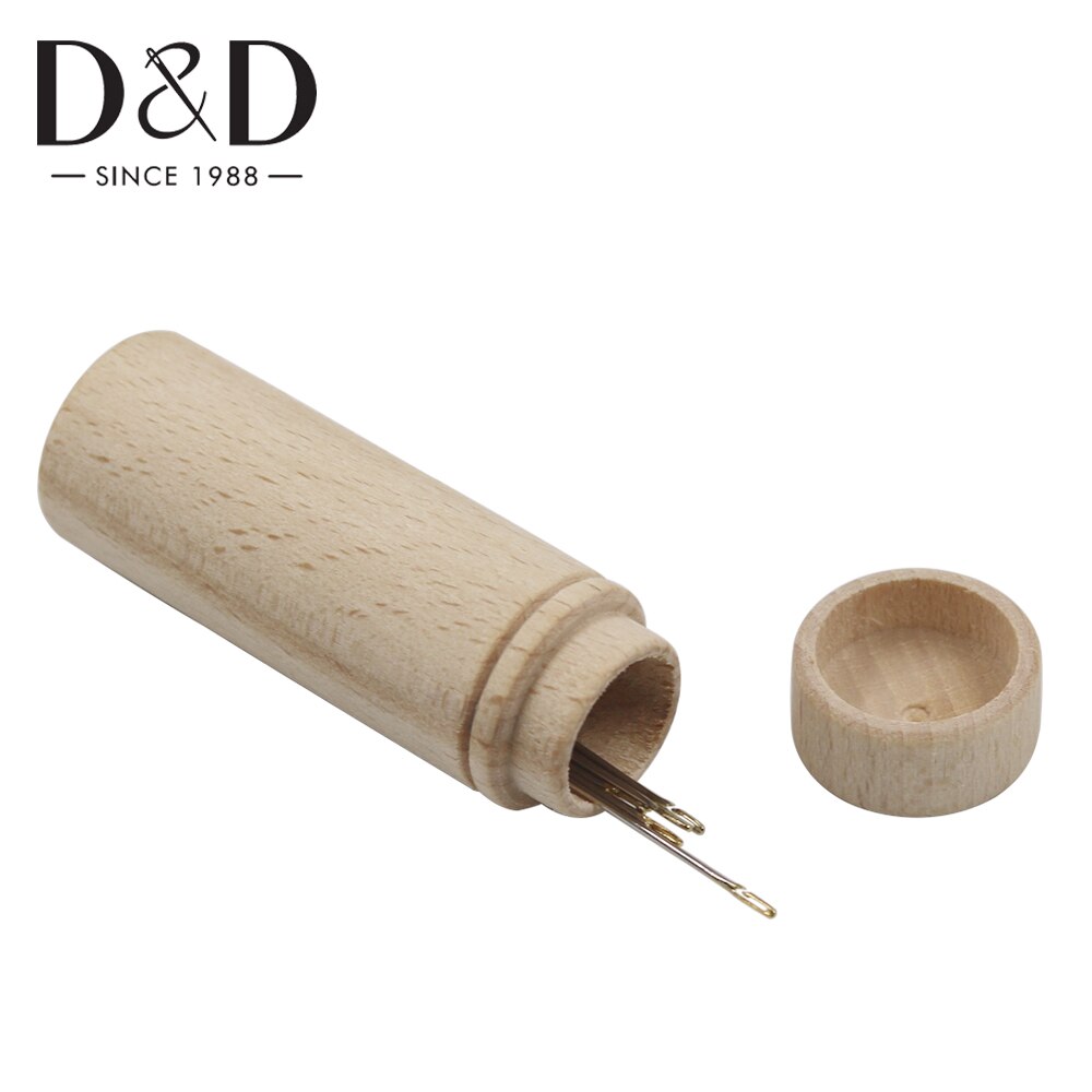 D & D 12 pièces auto-filetage aiguilles point broderie main couture aiguille et Mini en bois aiguille à coudre caisse bricolage outils de couture
