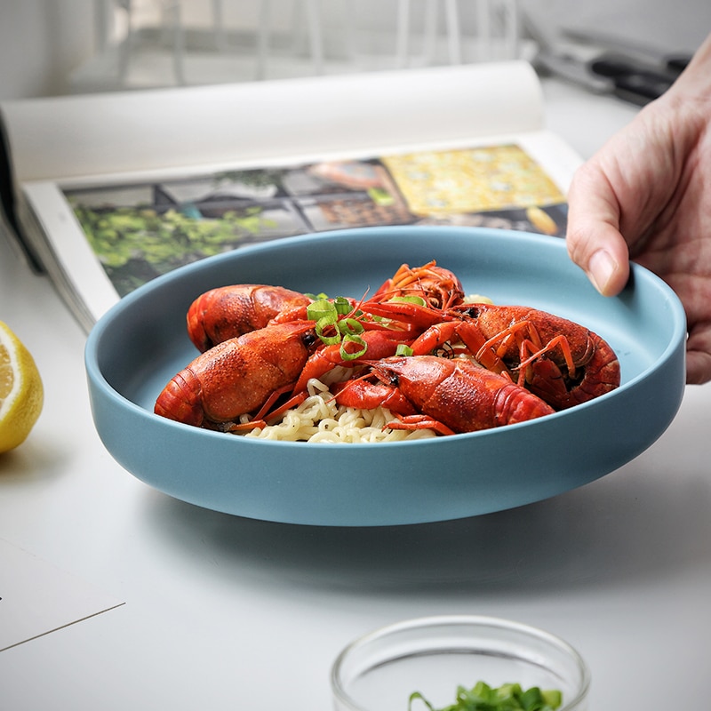 Muzity keramisk rund dyb plade porcelæn salat pasta husholdning køkken aftensmad tallerken sæt bordservice