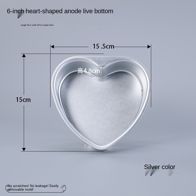 Heart Shaped Cake Pan with Removable Bottom Anodized Aluminum Wedding Birthday Baking Cake Tin Cheesecake Pan Chiffon Cake Mold: 1 piece 6-inch pan
