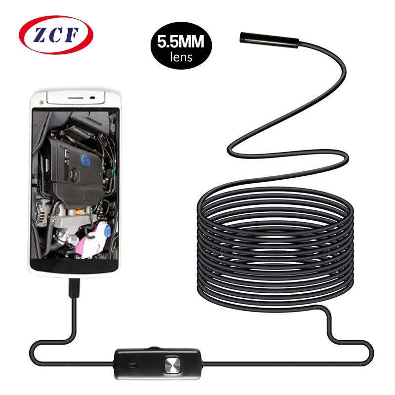 AN97 2w1 Android endoskop 5.5mm obiektyw 6 led 1 m/2 m/3.5 m/5 m/10 m miękki drut twardy wodoodporny OTG Micro USB wąż boroskop inspekcyjny