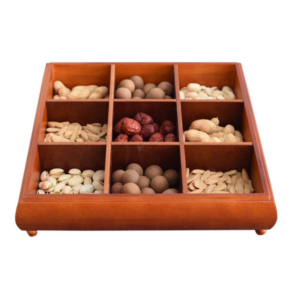 Wooden Dried Fruit Box Home Party Kitchen Snack Storage Container Desktop Sectional Tray With Lid Multifunction Serving Candy: 4