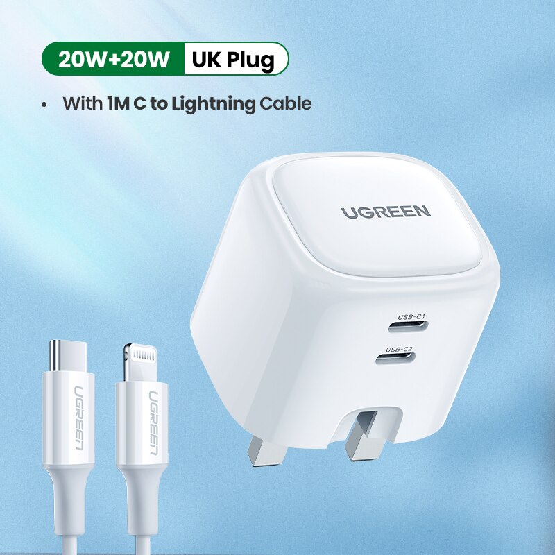 Ugreen Dual 20W Pd Usb C Lader Voor Iphone 13 12 Fast Charger Quick Charge 4.0 3.0 Opladen Voor samsung Mobiele Telefoon Oplader
