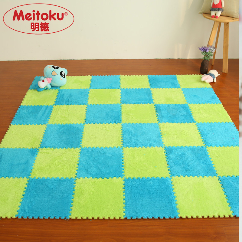 Meitoku Soft EVA Foam Shu Velveteen puzzle baby play mat;interlock Exercise floor mat;9pcs/lot Each32X32cm