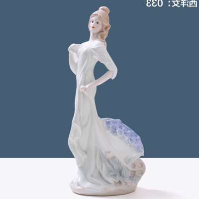 Decoración moderna para el hogar, artesanía de cerámica, figura de chica bonita, estatua, adornos europeos, vitrina de exhibición,: Negro