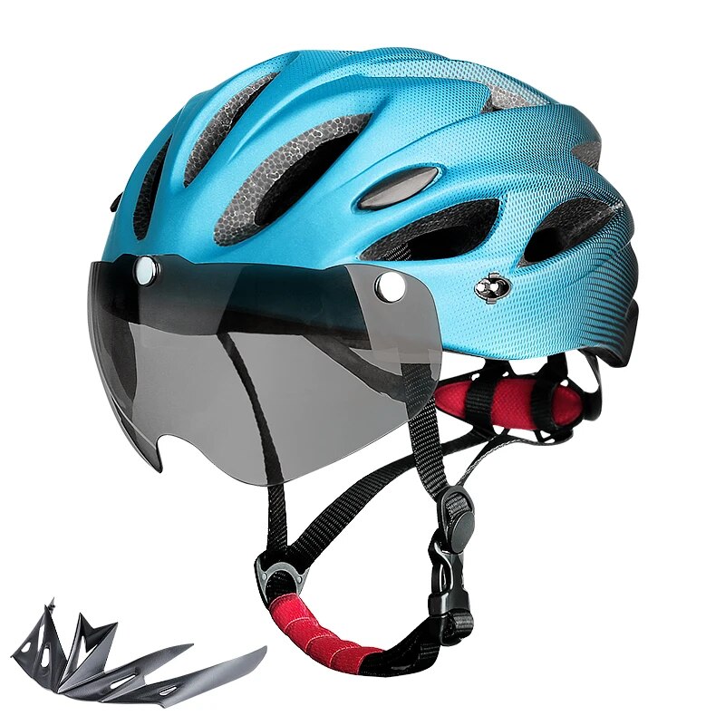 Casco de bicicleta con luz trasera LED para adulto, accesorio de ciclismo ligero y transpirable, colorido, 58-62cm: Verde militar