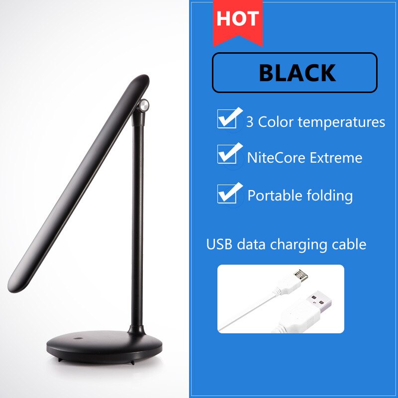 Xiaomi youpin Oogbescherming LED Bureaulamp Draagbare Oplaadbare Tafellamp Touch Kamer Decoratie Leeslamp Aanpassing: Black