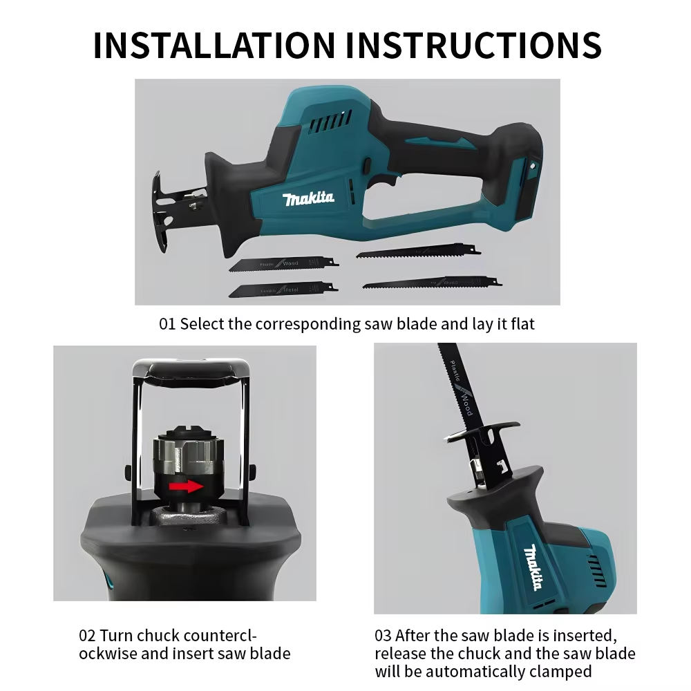Makita DJR189 18V Cordless Electric Reciprocating Saw Brushless Rechargeable Wood Metal Cutting Saw Portable Saw Power Tool