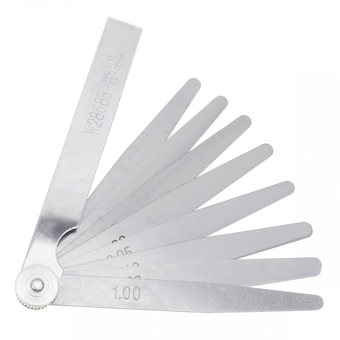 100b 17 blad av rustfritt stål fyllstoffer følerblad måleverktøy med justerbar mumle og 0.02 - 1.00mm måleområde