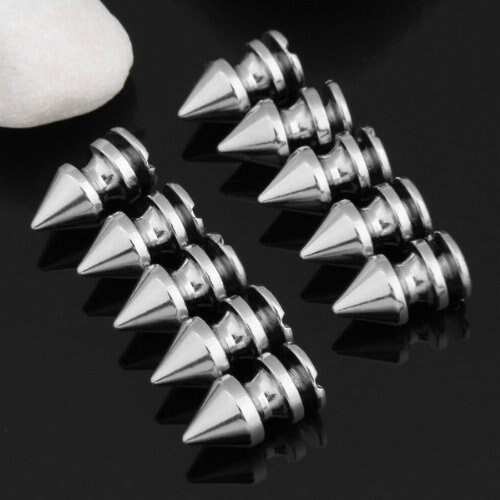 NEUE 10x Kupfer 8*12mm Silber Killernieten Spitz Nieten Punk Ziernieten Schraubnieten