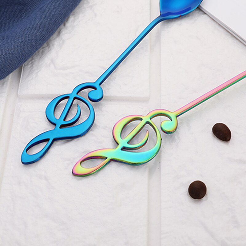 Tableware Stainless Steel Teaspoons Musical Notes Coffee Stirring Mug Spoon Bar Kitchen Accessories
