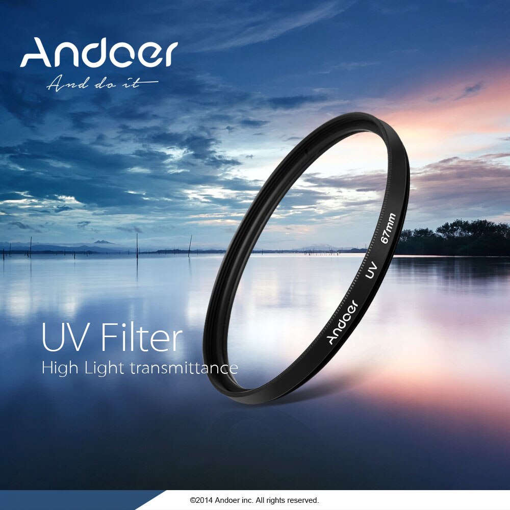 Andoer 58mm/49mm/52mm/55mm/62mm/67mm/77mm/82mm UV Ultra-Violet filtre protecteur d'objectif pour appareil photo reflex numérique Nikon Canon