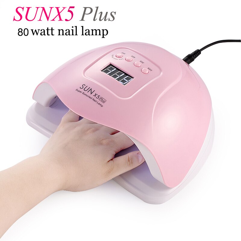 Lámpara UV 90 W lámpara LED híbrida sol X7plus para manicura LCD pantalla secado todas las geles esmalte de uñas arte de uñas herramientas uf led Gel lámpara de uñas: x5-pink-80W-36LEDs