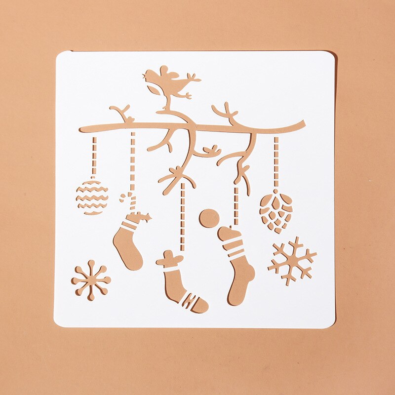 EZONE, regla de pintura de Navidad, de alce, de Navidad, Forma del árbol, plantilla hueca, sello, herramienta de dibujo DIY, papelería de Estudiante: 8